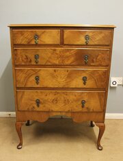 Antique Figured Walnut Chest Of Drawers