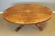 Antique Victorian Burr Walnut Oval Coffee Table