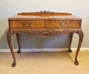 Antique Walnut Two Drawer Serving Side Table
