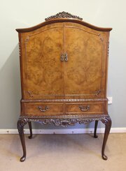 Burr Walnut Cocktail Drinks Cabinet
