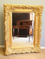 Large Decorative Gilt Over Mantle Wall Mirror  
