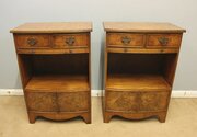 Pair Antique Burr Walnut Bedside Cabinets