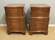 Pair Walnut Bedside Cabinets / Chest Of Drawers
