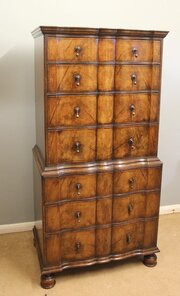 Quality Figured Walnut Chest On Chest Tallboy
