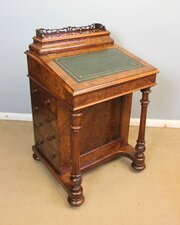  Victorian Burr Walnut Davenport Writing Desk