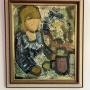 GÖSTA FALK - Woman with Cup Framed Oil Painting