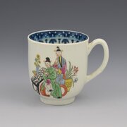Fine Worcester Porcelain Coffee Cup Chinese Family