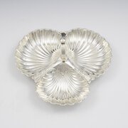 Large English Sterling Silver Trefoil Serving Dish