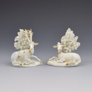 Lovely Pair Bloor Derby Porcelain Figures Stag Doe