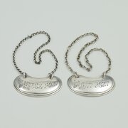 Pair Edwardian Silver Vintage & Light Port Labels