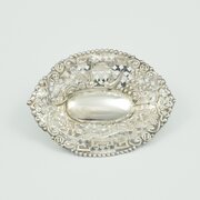 Pretty Edwardian Chinoserie Pierced Silver Dish