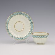Pretty Worcester Fluted Tea Bowl & Saucer C.1770