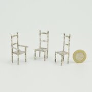 Set Of Antique Dutch Miniature Silver Chairs 