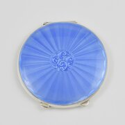 Sky Blue Guilloche Enamel & Silver Compact