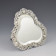 Stunning Art Nouveau Pierced Silver Mirror Animals