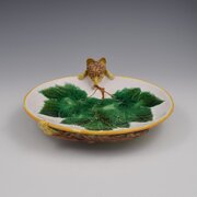 Stunning Rare George Jones Majolica Pink Fox Tray 