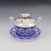 Stunning Victorian Silver & Cut Glass Butter Dish
