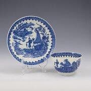 Worcester Porcelain Fisherman Tea Bowl & Saucer