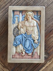 An Excellent Compton Pottery St Catherine Plaque 