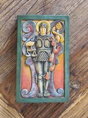 A Superb Compton Pottery St Michael Plaque 