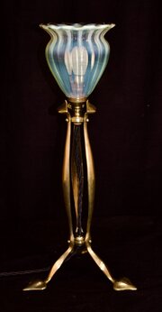 Arts And Crafts Benson Style Brass Table Lamp 