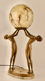 Twin Lady Art Deco Table/Desk Lamp