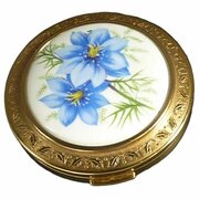 Blue Flower Handbag Mirror 1950s Era