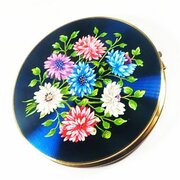 Cobalt Blue Floral Stratton Powder Compact