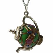 Sterling Silver Lamp Work Teapot Necklace 