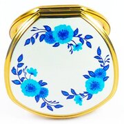 Vintage Stratton Compact Blue Floral Design