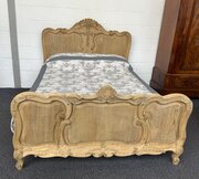 Bleached Carved Oak French King Size Bed 