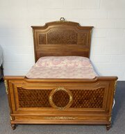 King Size French Parquet Bed With Brass Detailing 