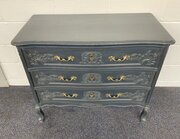 Painted Carved Oak French Chest Of Drawers 