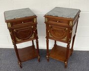 Pair Of Bedside Cabinets With Brass Embellishments