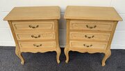 Pair Of Bleached Oak French Bedside Cabinets 