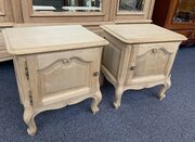 Pair Of Bleached Oak French Bedside Cabinets 