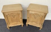 Pair Of French Bleached Oak Bedside Cabinets 