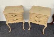 Pair Of French Bleached Oak Bedside Cabinets 