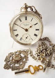 1902 J G Graves Silver Pocket Watch & Chain