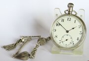 1920s silver satisfaction pocket watch and chain 1920s silver Satisfaction pocket watch and chain