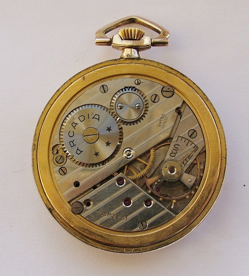 Antiques Atlas 1930s Arcadia Gold Plated Pocket Watch