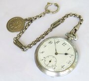 1930s Art Deco Pocket Watch, Chain & Football Fob