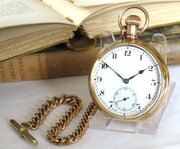 1930s Cyma Stem Winding Pocket Watch And Chain