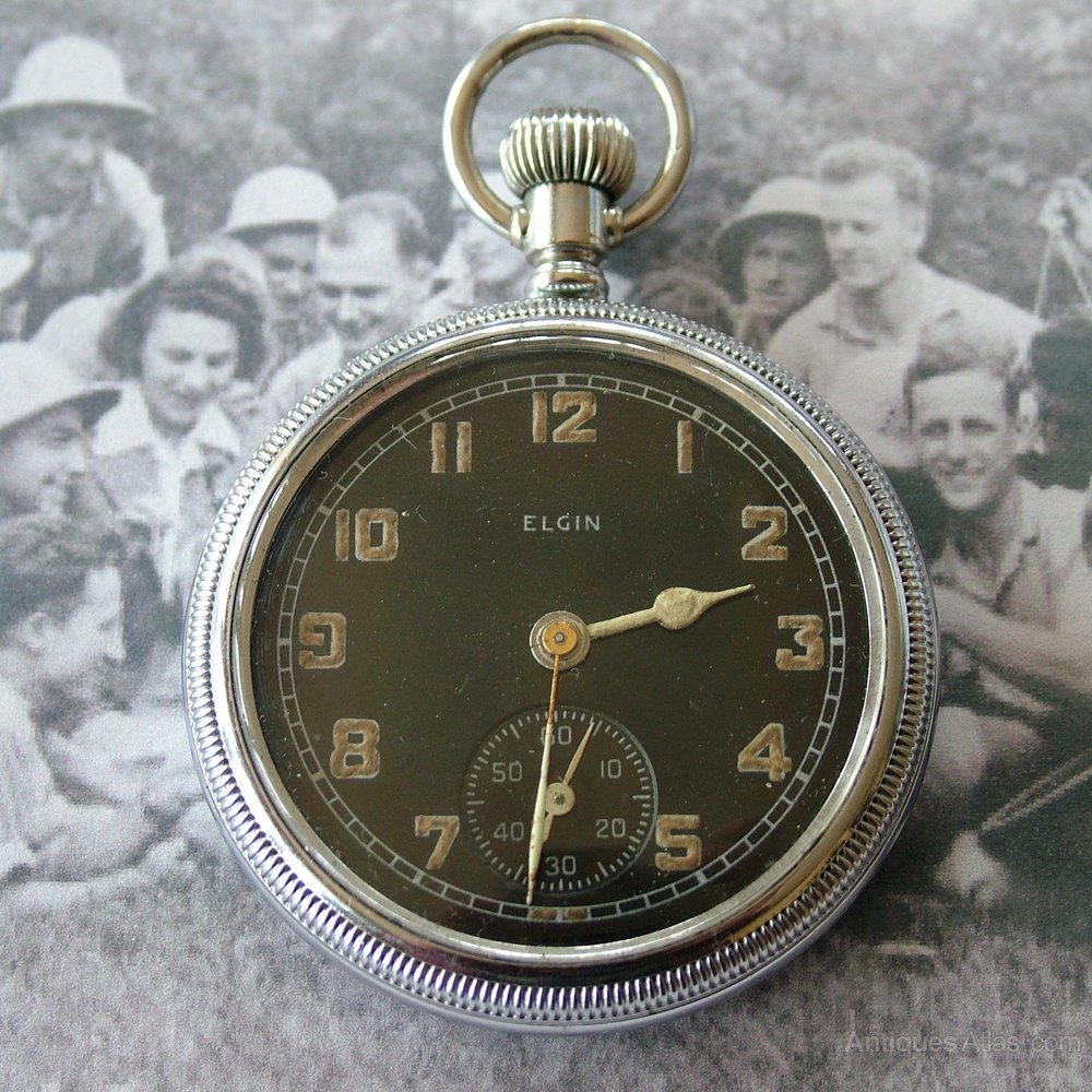 Antiques Atlas 1940s Elgin Military Pocket Watch, WW2 Era