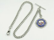 Antique 1910 Silver Watch Chain And Fob