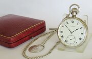 Antique J W Benson Silver Pocket Watch And Chain