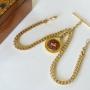 Antique Gold Filled Double Watch Chain & Later Fob