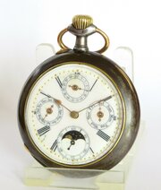 Antique Gun Metal Calendar Pocket Watch