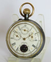 Antique Gun Metal Calendar Pocket Watch