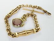 Antique Rolled Gold Watch Chain And Swivel Fob